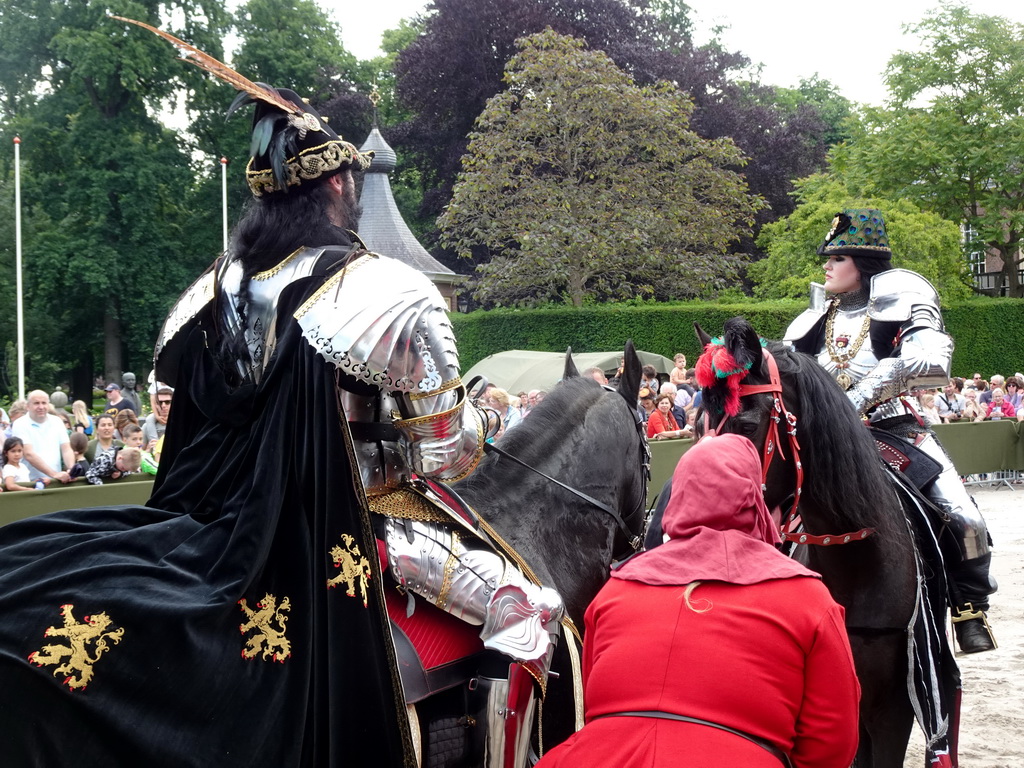 Knights, horses and other actor at the Parade square of Breda Castle, during the Nassaudag