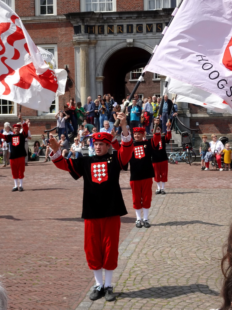 Flag bearers at the Parade square in front of the Main Building of Breda Castle, during the Nassaudag