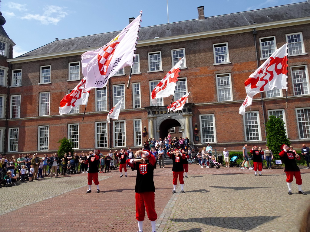 Flag bearers at the Parade square in front of the Main Building of Breda Castle, during the Nassaudag