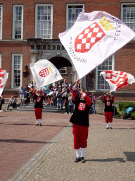 Flag bearers at the Parade square in front of the Main Building of Breda Castle, during the Nassaudag