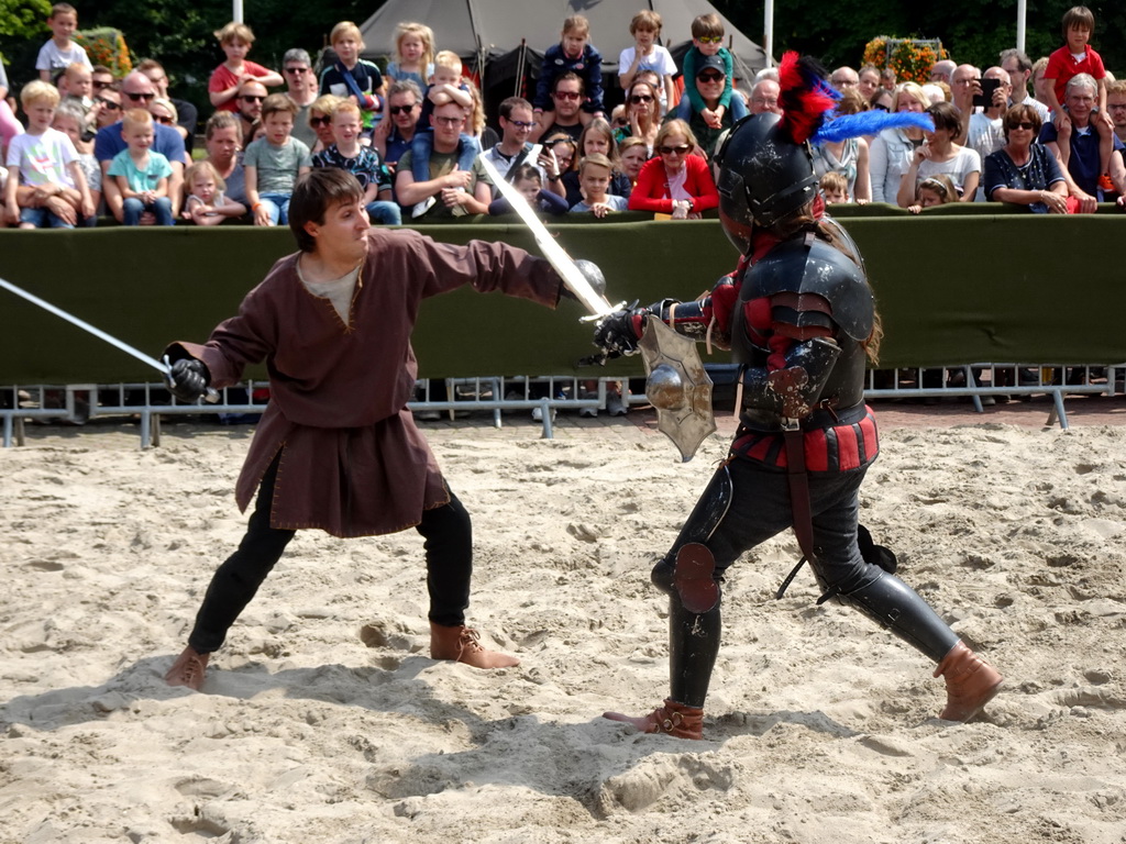 Knight and other actor at the Parade square of Breda Castle, during the Knight Tournament at the Nassaudag