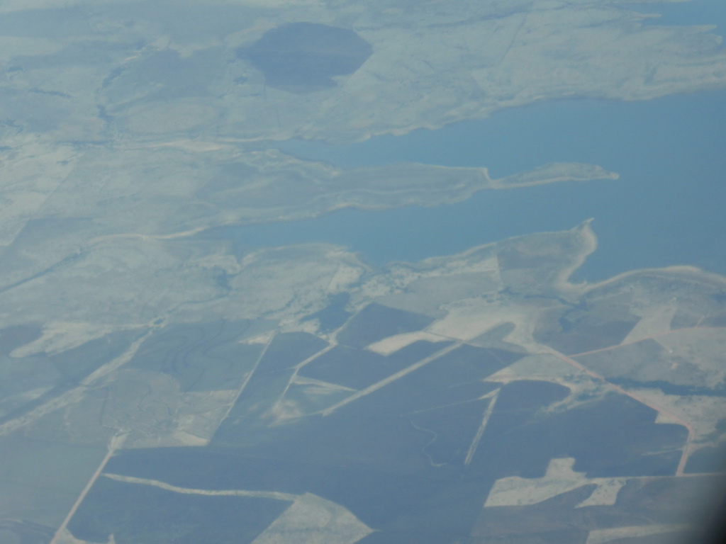 South side of Lake Maraboon, viewed from the airplane from Singapore