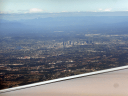 Skyline of Brisbane, viewed from the airplane from Singapore