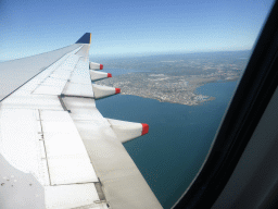 The towns of Scarborough, Newport and Redcliffe, and the Hays Inlet Conservation Park, viewed from the airplane from Singapore