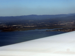 The Houghton Highway bridge over Bramble Bay and the Hays Inlet Conservation Park, viewed from the airplane from Singapore