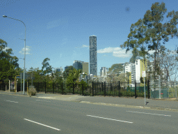 The Infinity Tower and surroundings, viewed from the taxi from Brisbane Airport to the city center