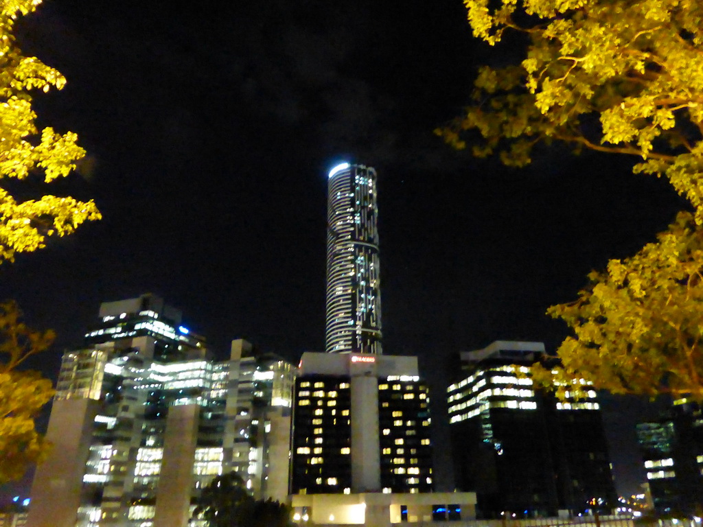 The Infinity Tower and surroundings, viewed from Wickham Park, by night