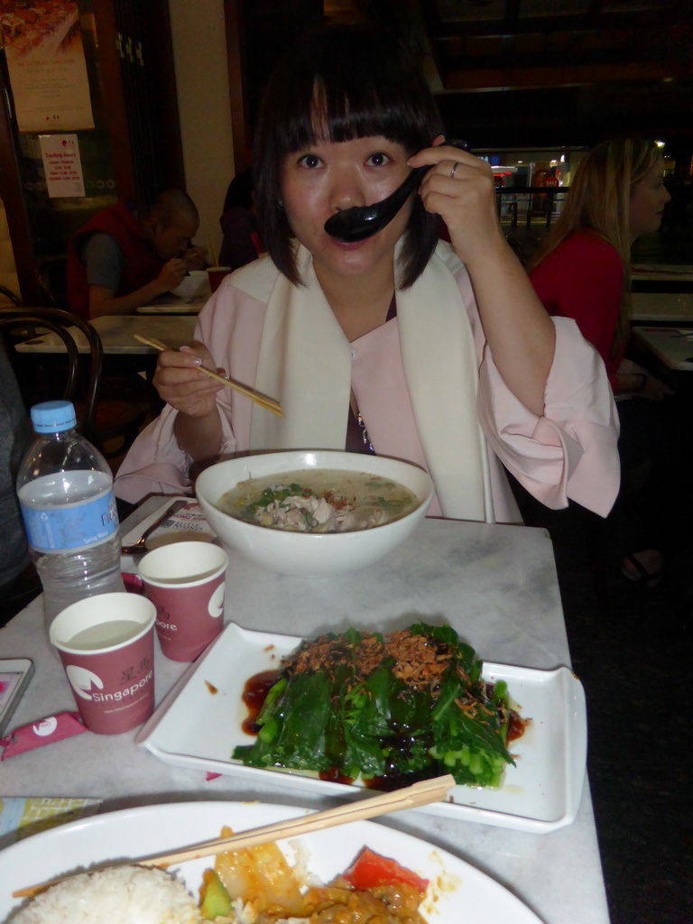 Miaomiao having dinner at the Little Singapore Restaurant Uptown at Albert Street