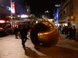 Sphere and restaurants at Queen Street, by night