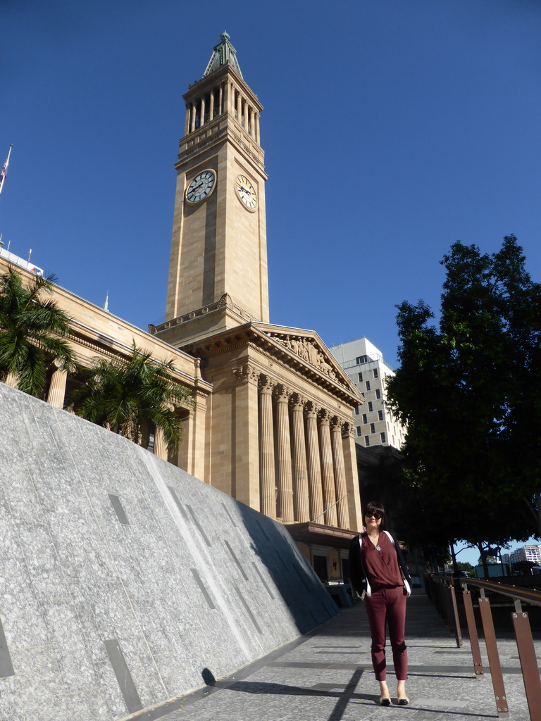 Miaomiao in front of the Brisbane City Hall at the King George Square