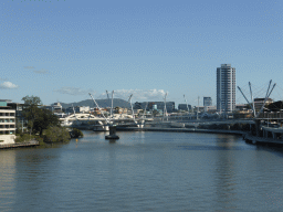 The Kurilpa Bridge and the William Jolly Bridge over the Brisbane River, viewed from the Victoria Bridge