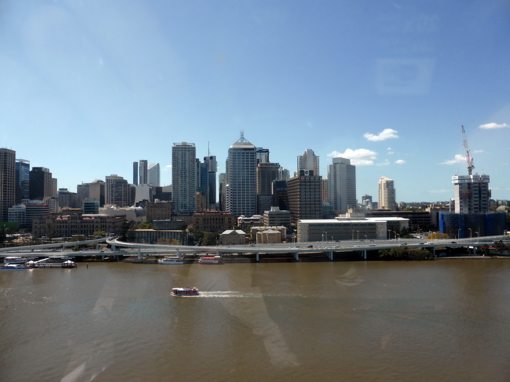 The Brisbane River and the skyline of Brisbane, viewed from the Wheel of Brisbane