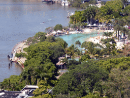 The Brisbane River and Streets Beach at the South Bank Parklands, viewed from the Wheel of Brisbane