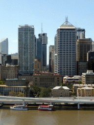 Skyscrapers at the city center and the Brisbane river, viewed from the Wheel of Brisbane