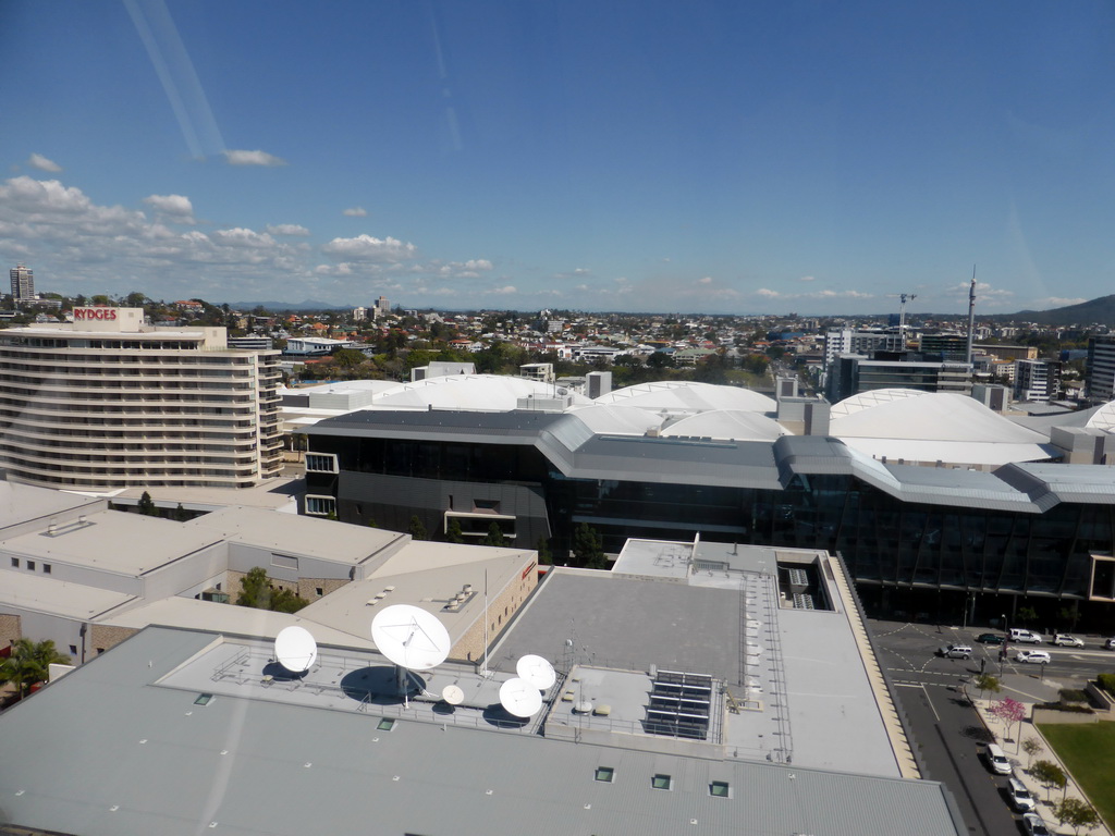 The Queensland Conservatorium of Music of Griffith University, the Brisbane Convention and Exhibition Centre and the Rydges Hotel, viewed from the Wheel of Brisbane