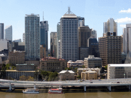 Skyscrapers at the city center and the Brisbane river, viewed from the Wheel of Brisbane