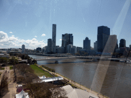 The Victoria Bridge over the Brisbane River and the skyline of Brisbane with the Infinity Tower, viewed from the Wheel of Brisbane