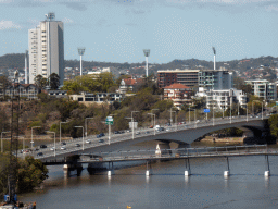 The Goodwill Bridge and the Captain Cook Bridge over the Brisbane River and the Brisbane Cricket Ground, viewed from the Wheel of Brisbane