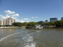 The South Bank 3 Ferry Terminal and the Brisbane river, viewed from the ferry