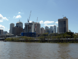 Skyscrapers at the city center and the Brisbane river, viewed from the ferry