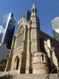 Skyscrapers and the front of the Cathedral of St. Stephen at Elizabeth Street