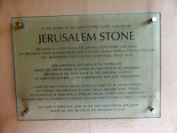 Information on the Jerusalem Stone at the Unity Chapel of the Cathedral of St. Stephen