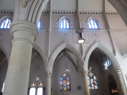 Nave with stained glass windows at the Cathedral of St. Stephen