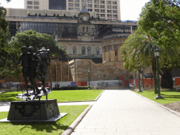 The Anzac Square with the Papua New Guinea Memorial and the Shrine of Remembrance, and the Brisbane Central Railway Station