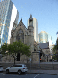 Skyscrapers and the front of the Cathedral of St. Stephen at Elizabeth Street