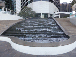 Fountain in front of the Riverside Centre building at the City Reach Boardwalk