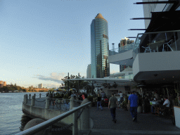Restaurants at the City Reach Boardwalk and the Brisbane River