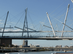 The Kurilpa Bridge and the Victoria Bridge over the Brisbane River, viewed from the Miramar Koala & River Cruise boat