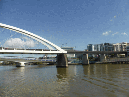 The Merivale Bridge and the Go Between Bridge over the Brisbane River, viewed from the Miramar Koala & River Cruise boat