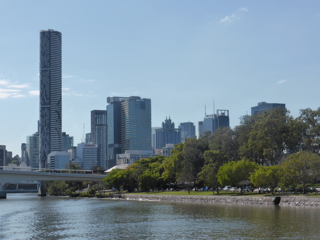 The Brisbane River and the skyline of Brisbane with the Infinity Tower, viewed from the Miramar Koala & River Cruise boat