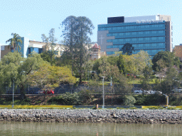 The Wesley Hospital at Coronation Drive and the Brisbane River, viewed from the Miramar Koala & River Cruise boat