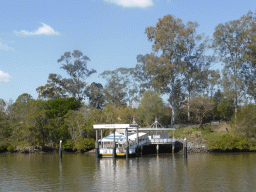 The Guyatt Park ferry terminal at the Brisbane River, viewed from the Miramar Koala & River Cruise boat