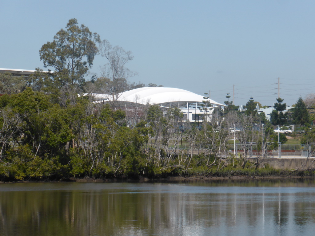 The Queensland Tennis Centre and the Brisbane River, viewed from the Miramar Koala & River Cruise boat