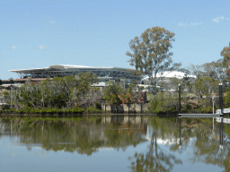 The Queensland Tennis Centre and the Brisbane River, viewed from the Miramar Koala & River Cruise boat