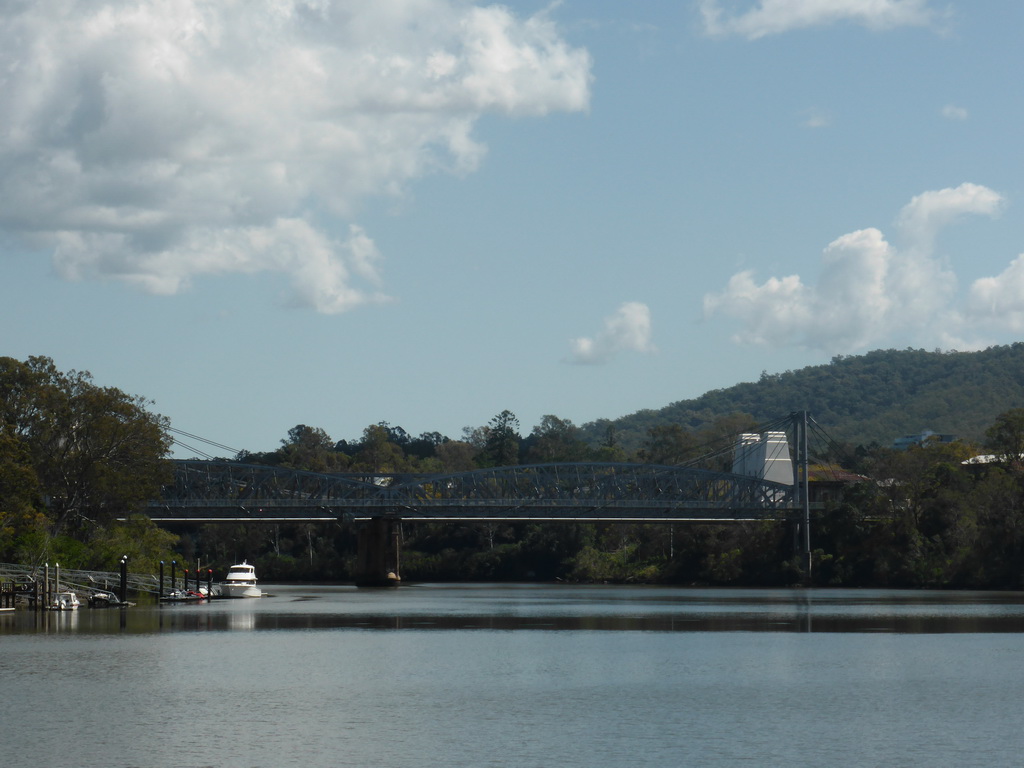 The Jack Pesch Bridge, the Albert Bridge and the Walter Taylor Bridge over the Brisbane River, viewed from the Miramar Koala & River Cruise boat