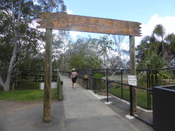 Miaomiao at the entrance gate to the Nature Kingdom at the Lone Pine Koala Sanctuary
