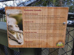 Information on the Freshwater Crocodile at the Lone Pine Koala Sanctuary