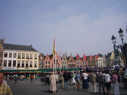 The Markt square with restaurants and the Statue of Jan Breydel and Pieter de Coninck