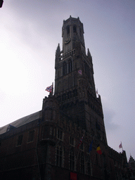 Left front of the Belfort tower at the Markt square