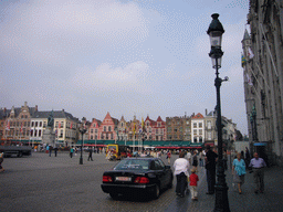 The Markt square with restaurants and the Statue of Jan Breydel and Pieter de Coninck