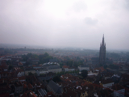 The south side of the city with the Church of Our Lady and the Dijver canal, viewed from the top floor of the Belfort tower