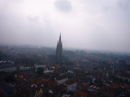 The south side of the city with the Church of Our Lady and the Dijver canal, viewed from the top floor of the Belfort tower