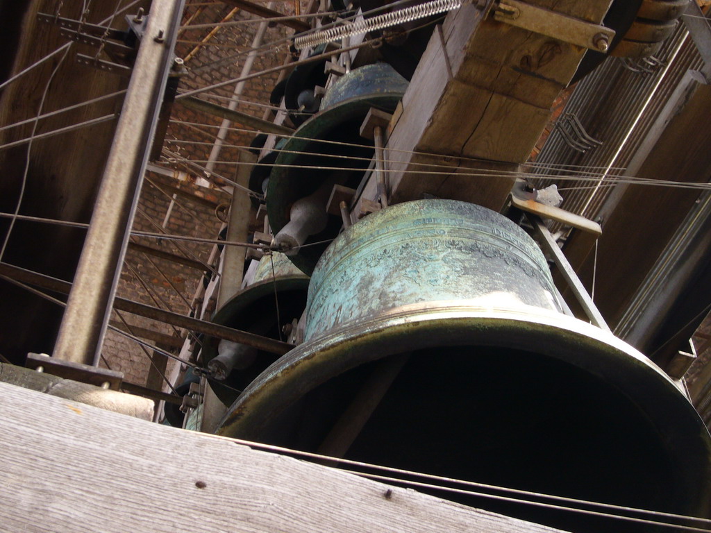 Bells at the top floor of the Belfort tower