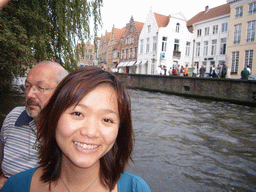 Miaomiao on the tour boat on the Dijver canal