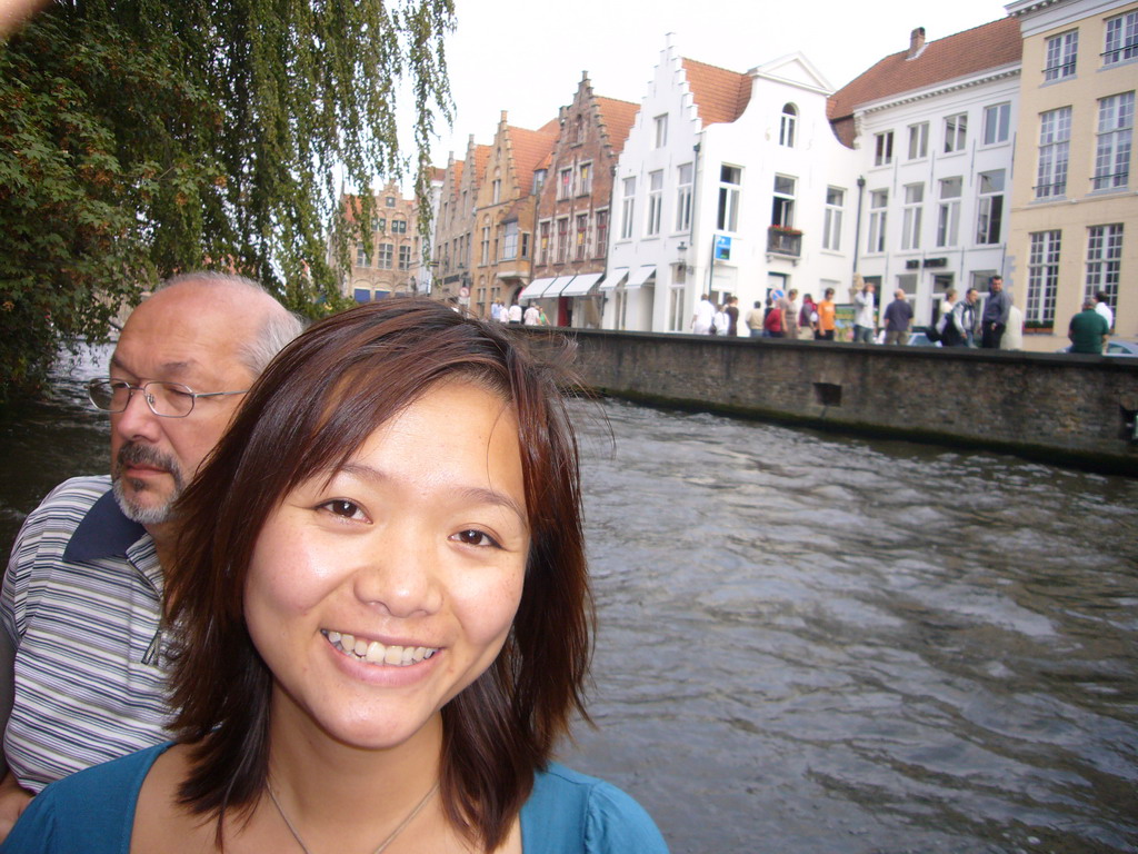 Miaomiao on the tour boat on the Dijver canal