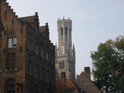 The Belfort tower, viewed from the tour boat on the Dijver canal